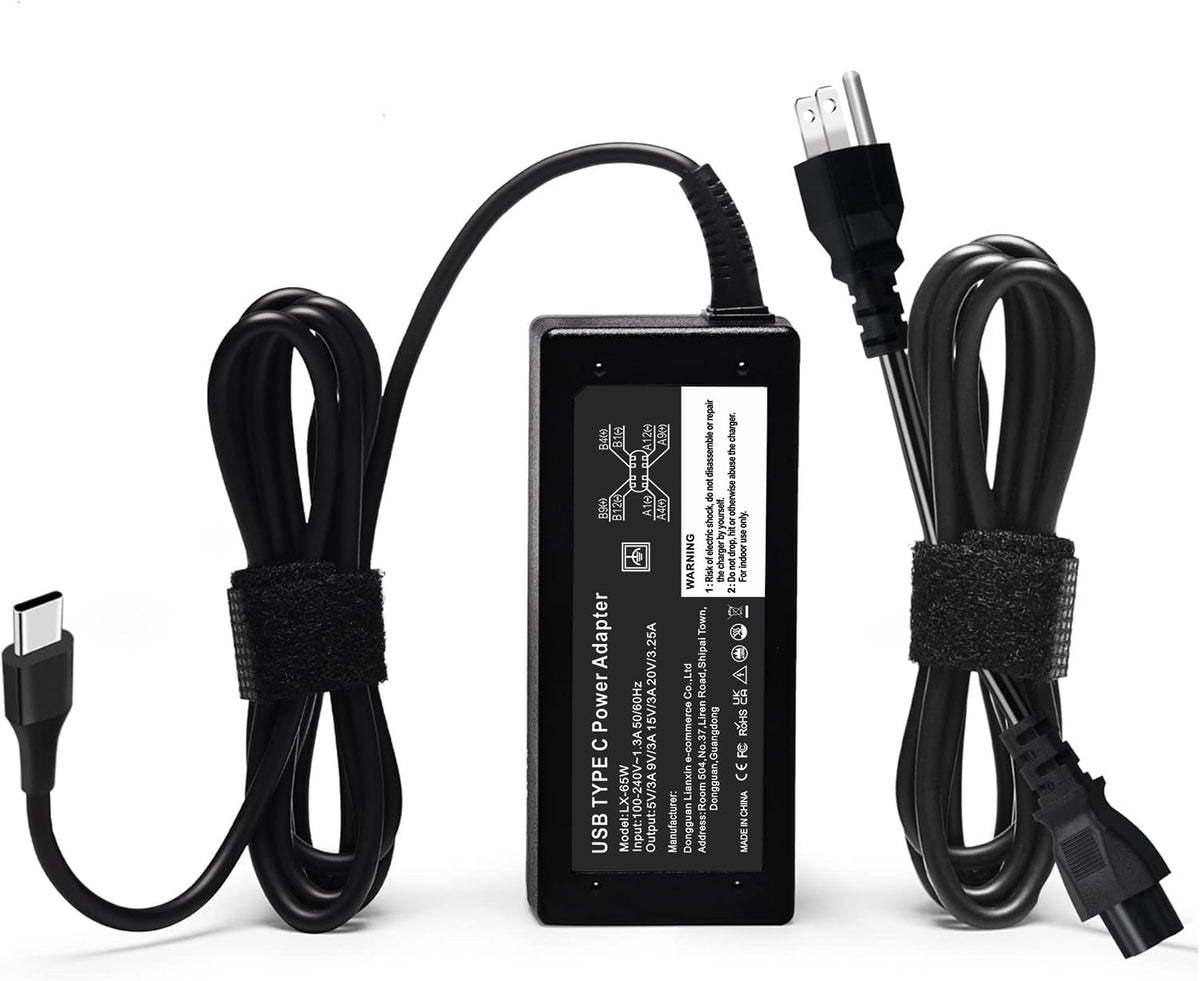 GVKRLXZ 65W USB C charger front view for compact office use.