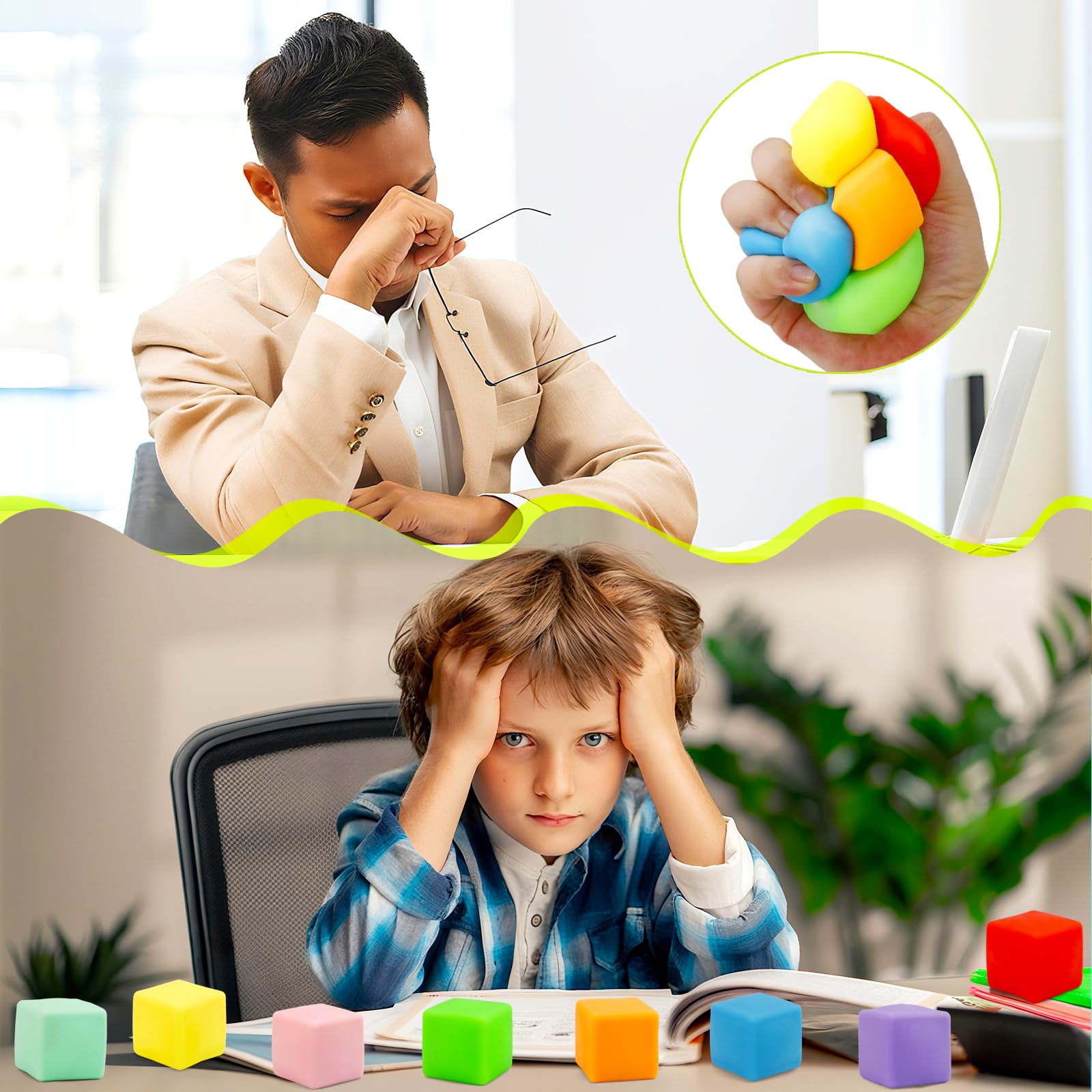 GWAHSA bright color squishy cubes stimulate sensory engagement for focus.