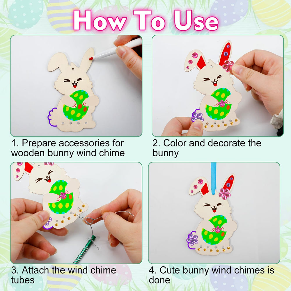 GWAHSA Easter Bunny Wind Chime Kit: ready-to-paint ornaments for Easter decor