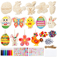 GWAHSA Easter crafts 60pcs wooden cutouts ready for painting and decorating.