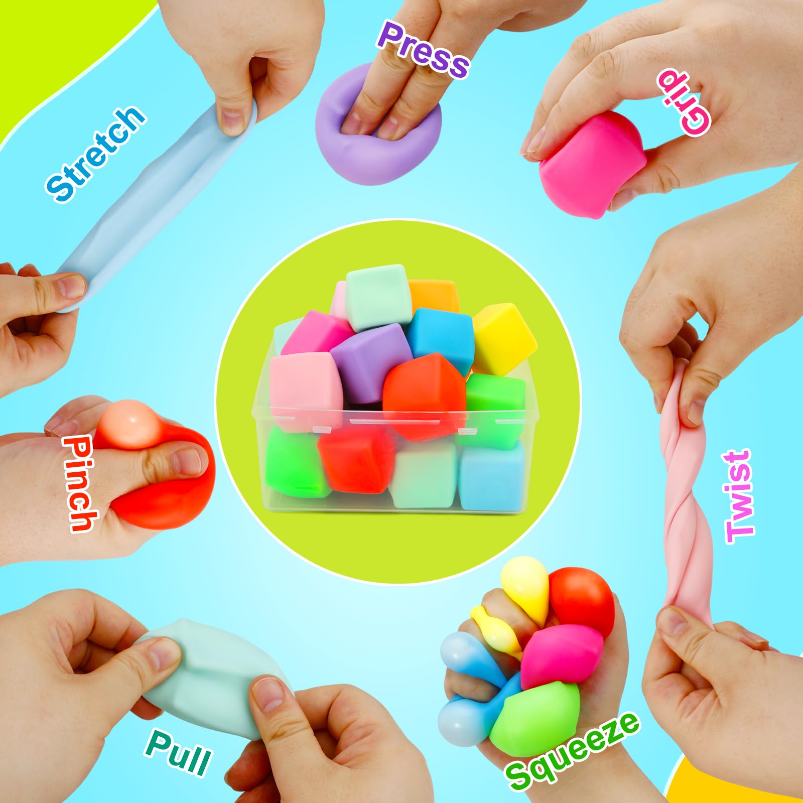 GWAHSA stress cubes 24-pieces for tactile relief during work or study.