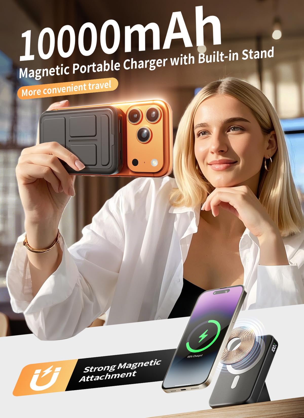 Gxorul magsafe-compatible power bank for wireless charging