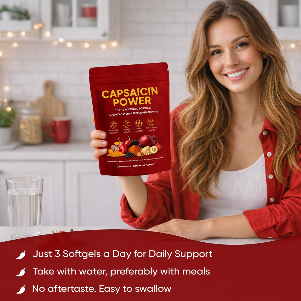 GXSAE Capsaicin Power daily-use scene with calendar and bottle.