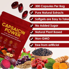 GXSAE Capsaicin Power ingredients panel featuring cayenne and grape seed oil.