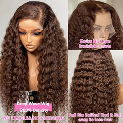 GXTKI 30-inch chocolate brown wig back view with full density