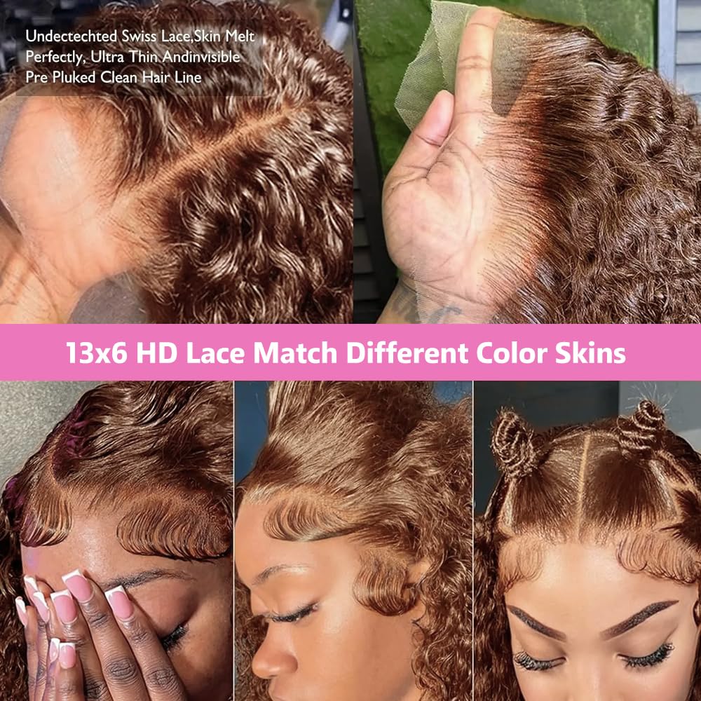 GXTKI HD deep wave lace front wig close-up with baby hairs