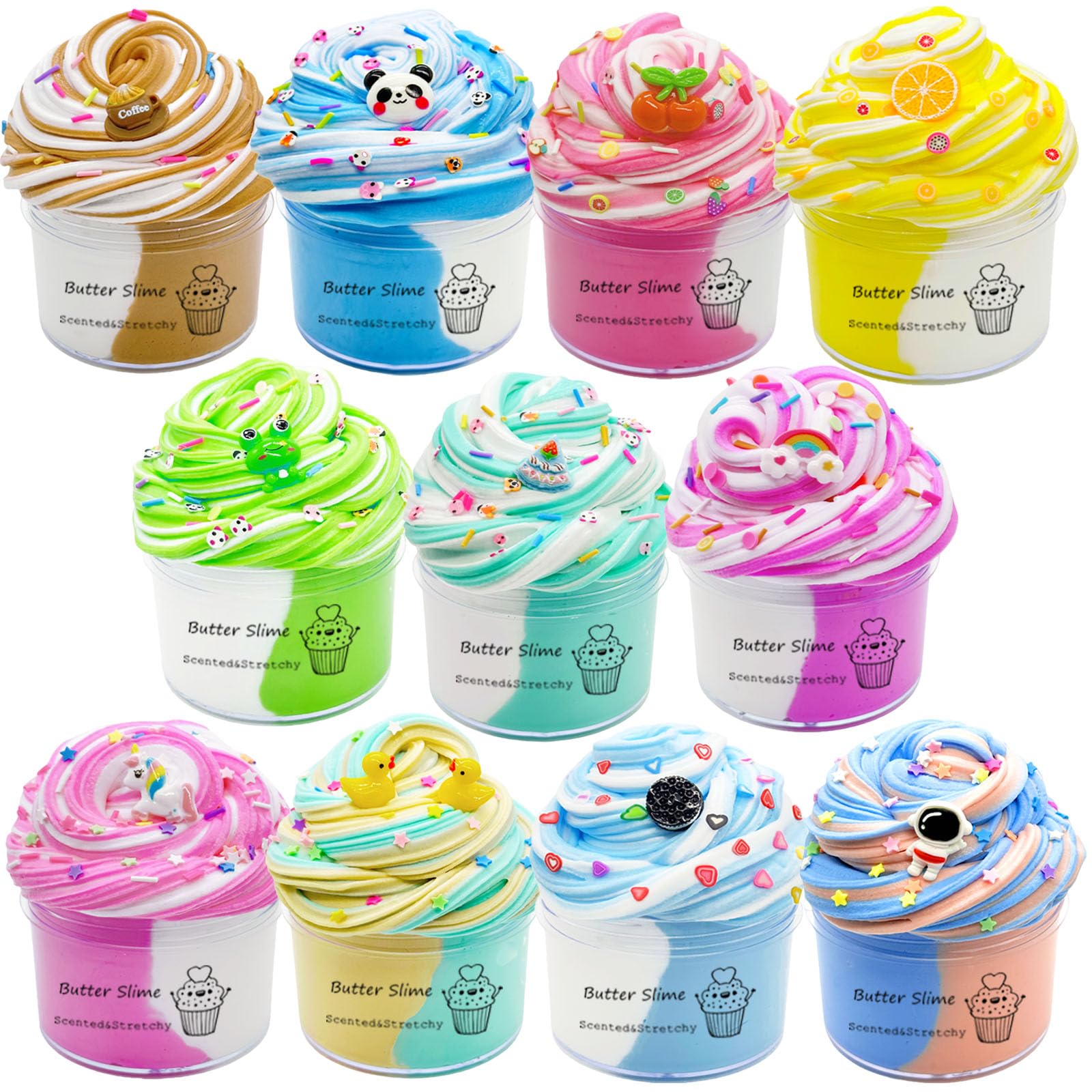 GXYSLM Butter Slime Kit 11-pack dual-colored for creative play and sharing.