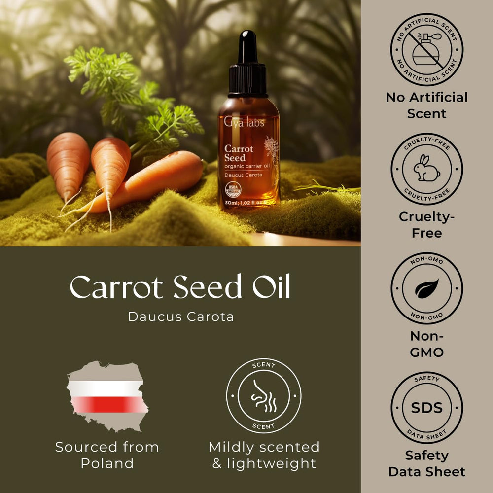 Gya Labs carrot seed oil patch test guidance for safe use.