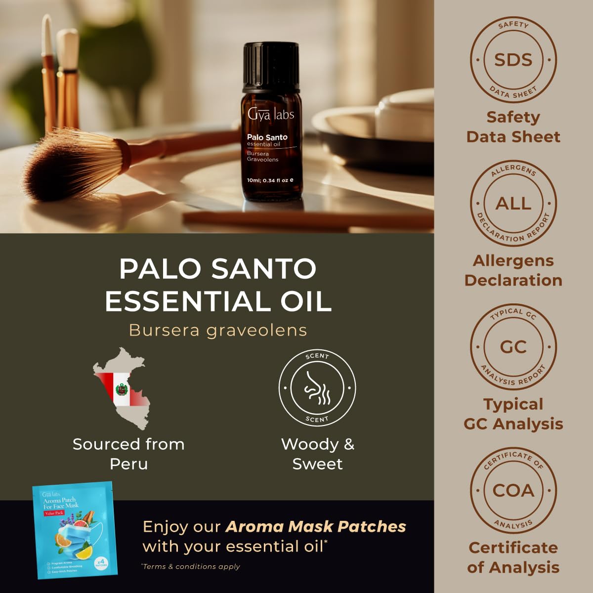 Gya Labs Palo Santo bottle packaging for premium use.