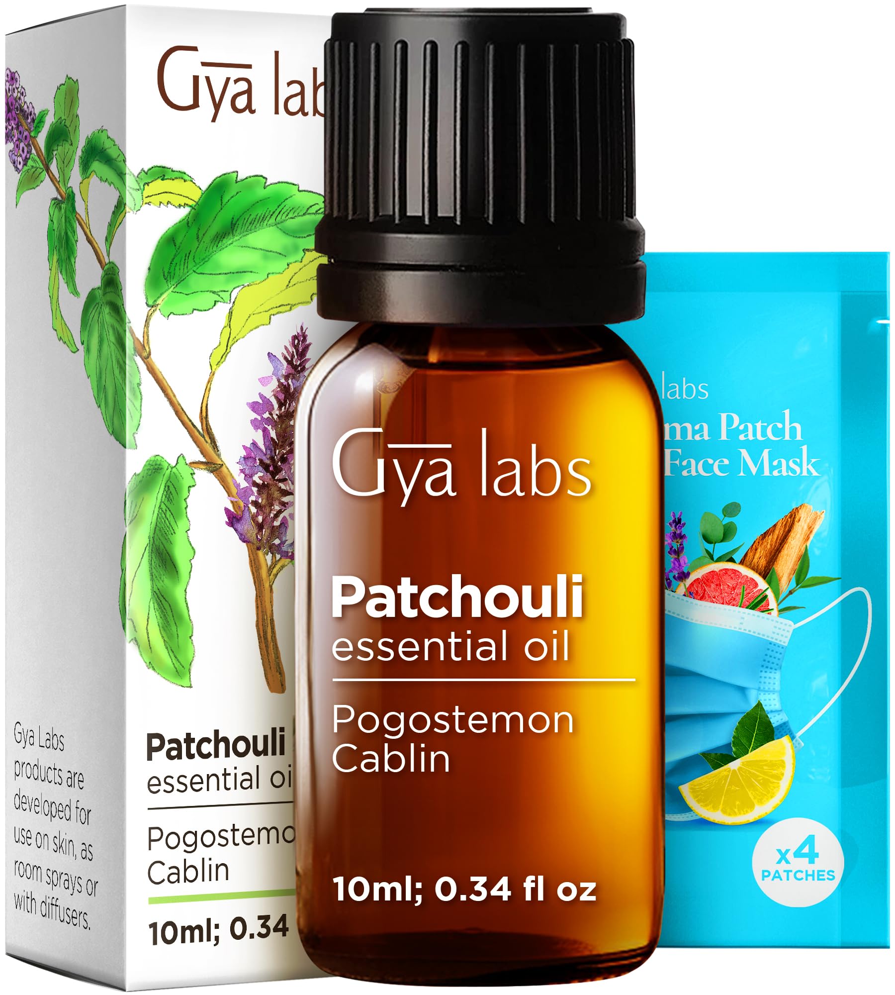 Gya Labs Patchouli Oil bottle for diffusion and skincare