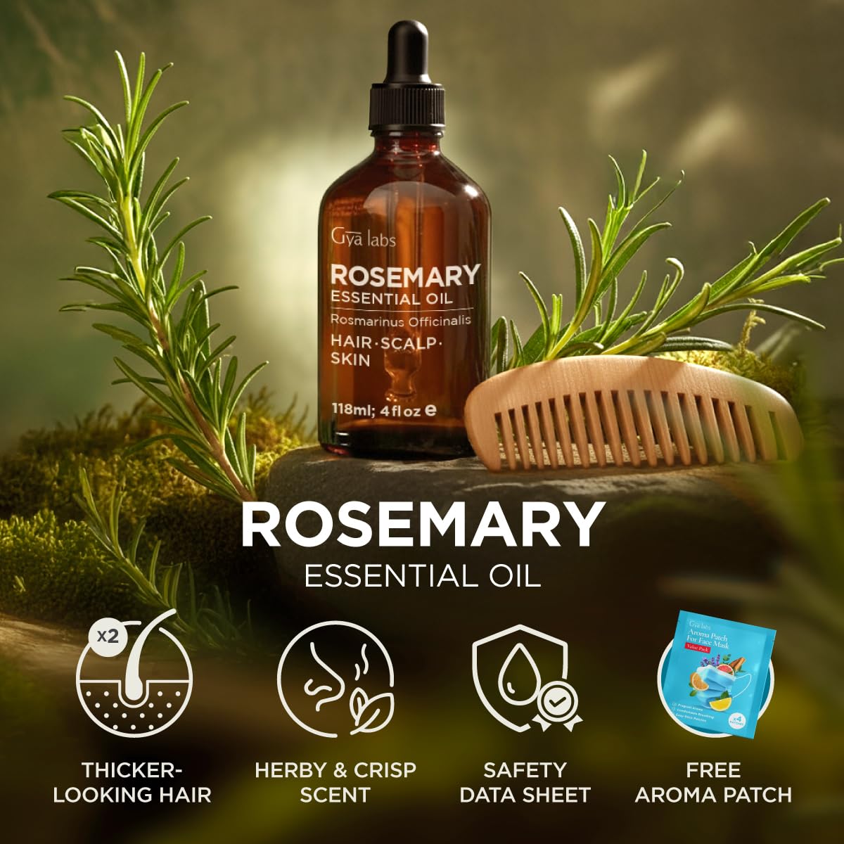 Gya Labs rosemary oil packaging, indicating quality and purity.