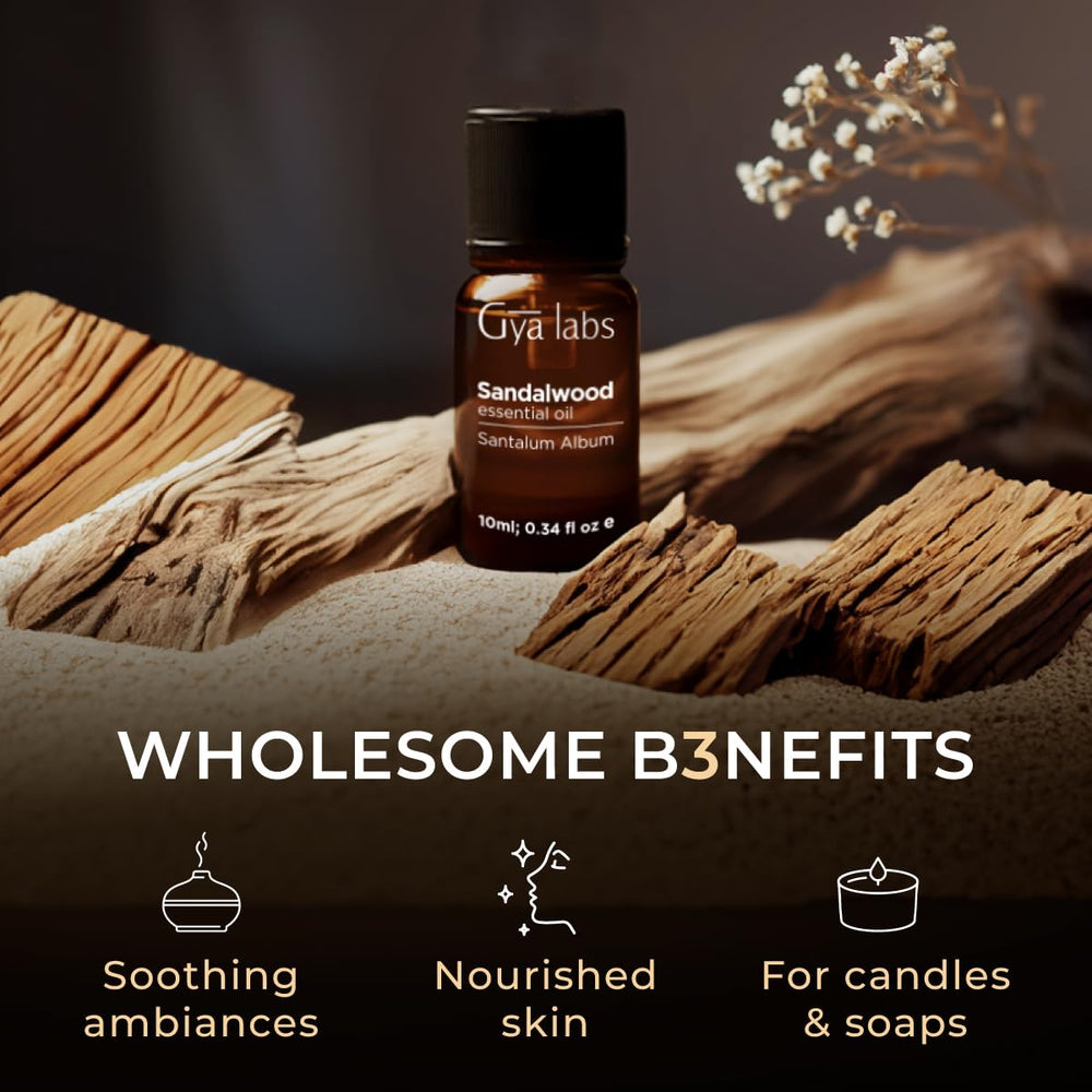 Gya Labs Sandalwood oil for home ambiance brings earthy calm to spaces