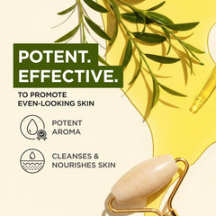 Gya Labs Tea Tree Oil label close-up highlighting purity and origin