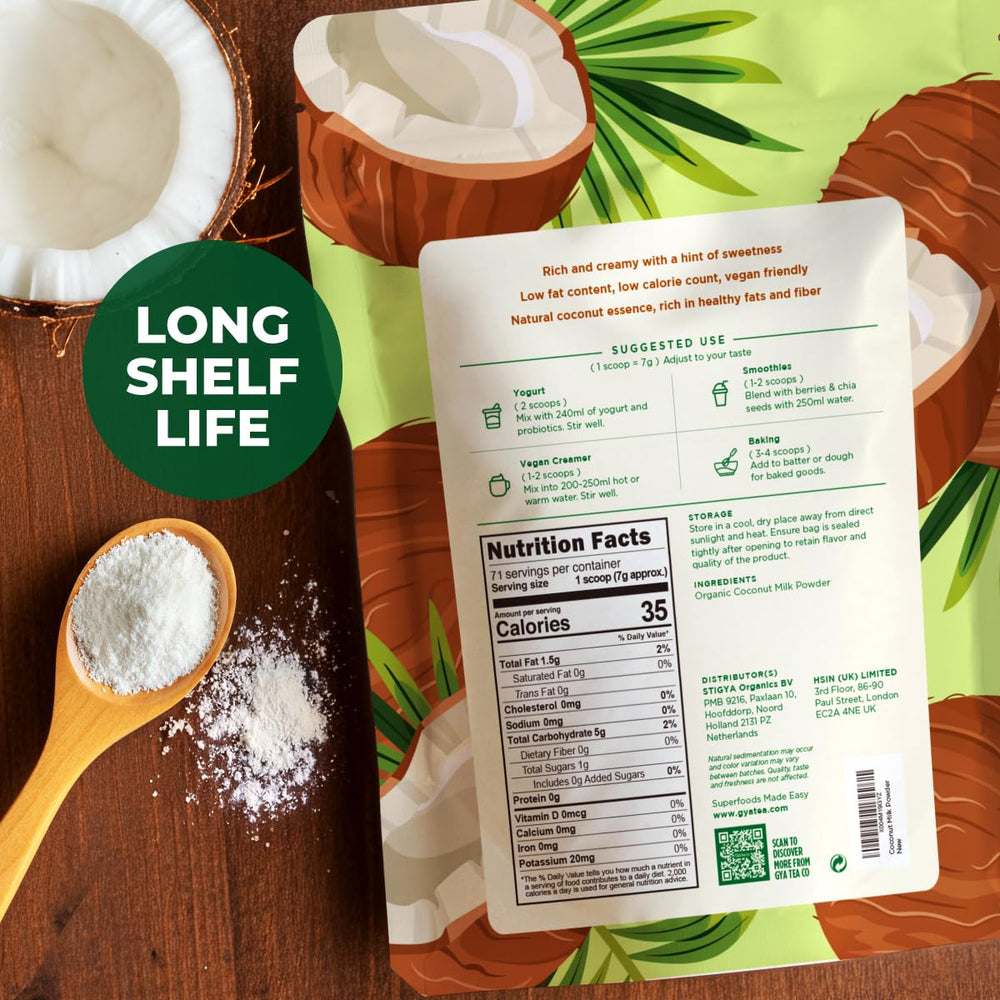 Gya Tea Co coconut milk powder scoop measures flavor additions