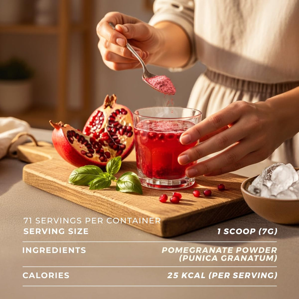 Gya Tea Co pomegranate powder sprinkled on cereal for quick energy.