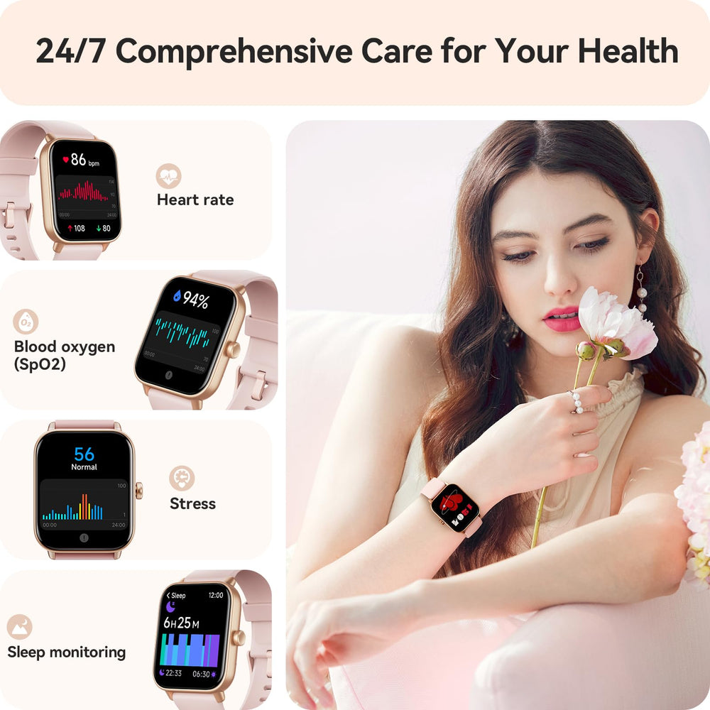 Gydom smartwatch tracking heart rate SpO2 and sleep on a stylish design