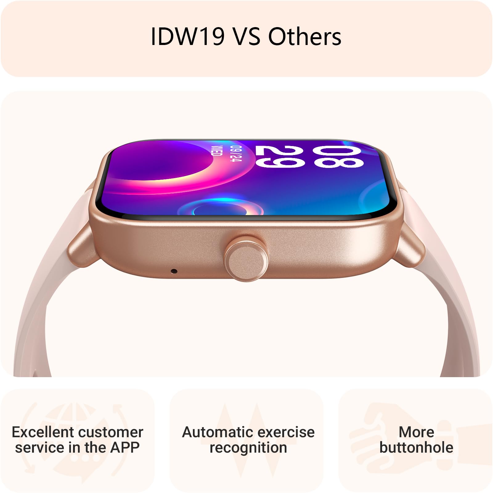Hypoallergenic silicone strap on the Gydom smartwatch for all-day comfort