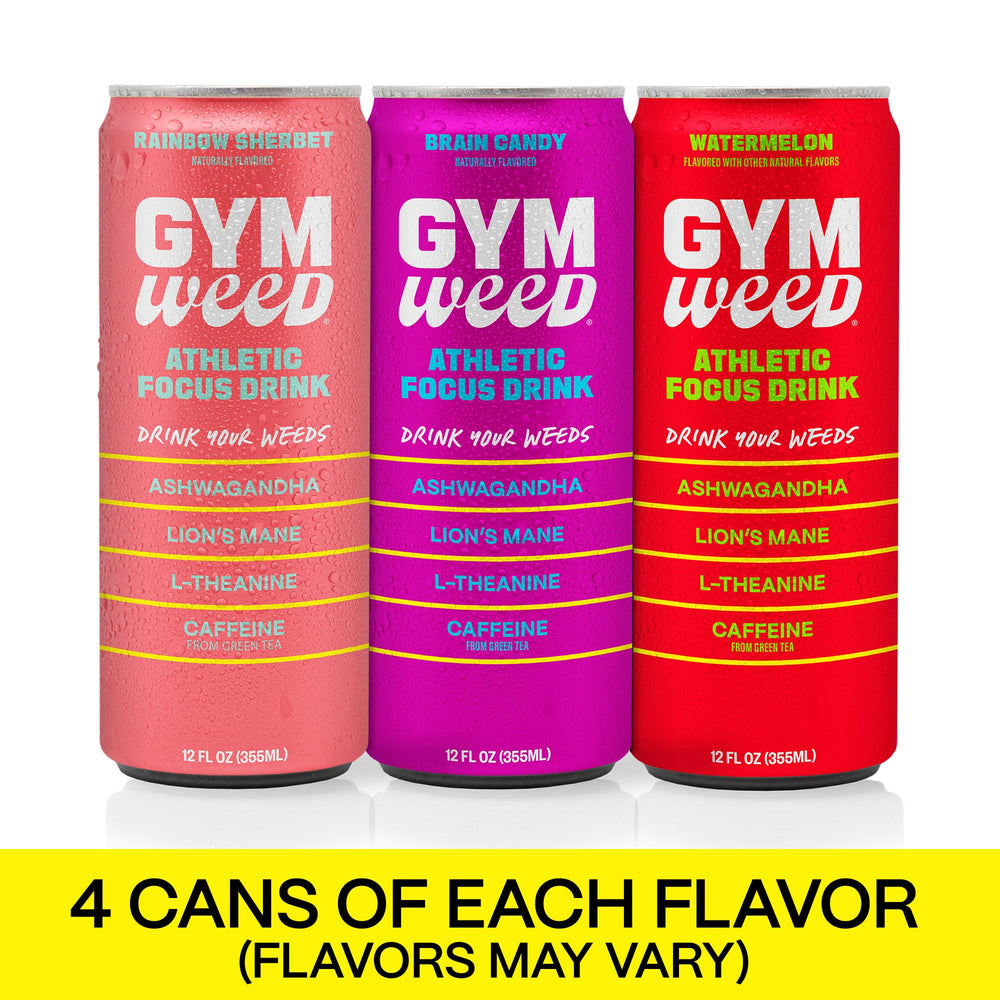GYM WEED can Tropical Punch close-up demonstrates bold flavor and alertness
