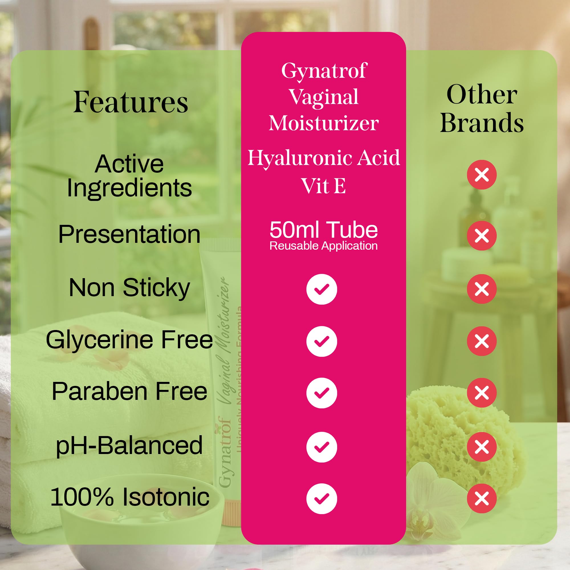 Hands applying Gynatrof gel for comfortable daily intimate hydration.