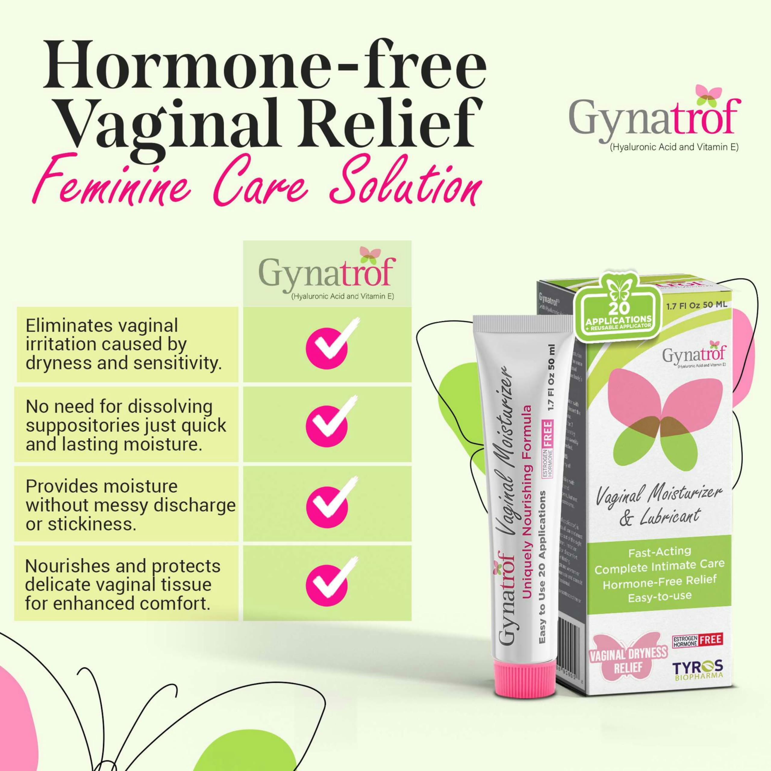 Illustration of hyaluronic acid ingredient in Gynatrof for deep hydration.