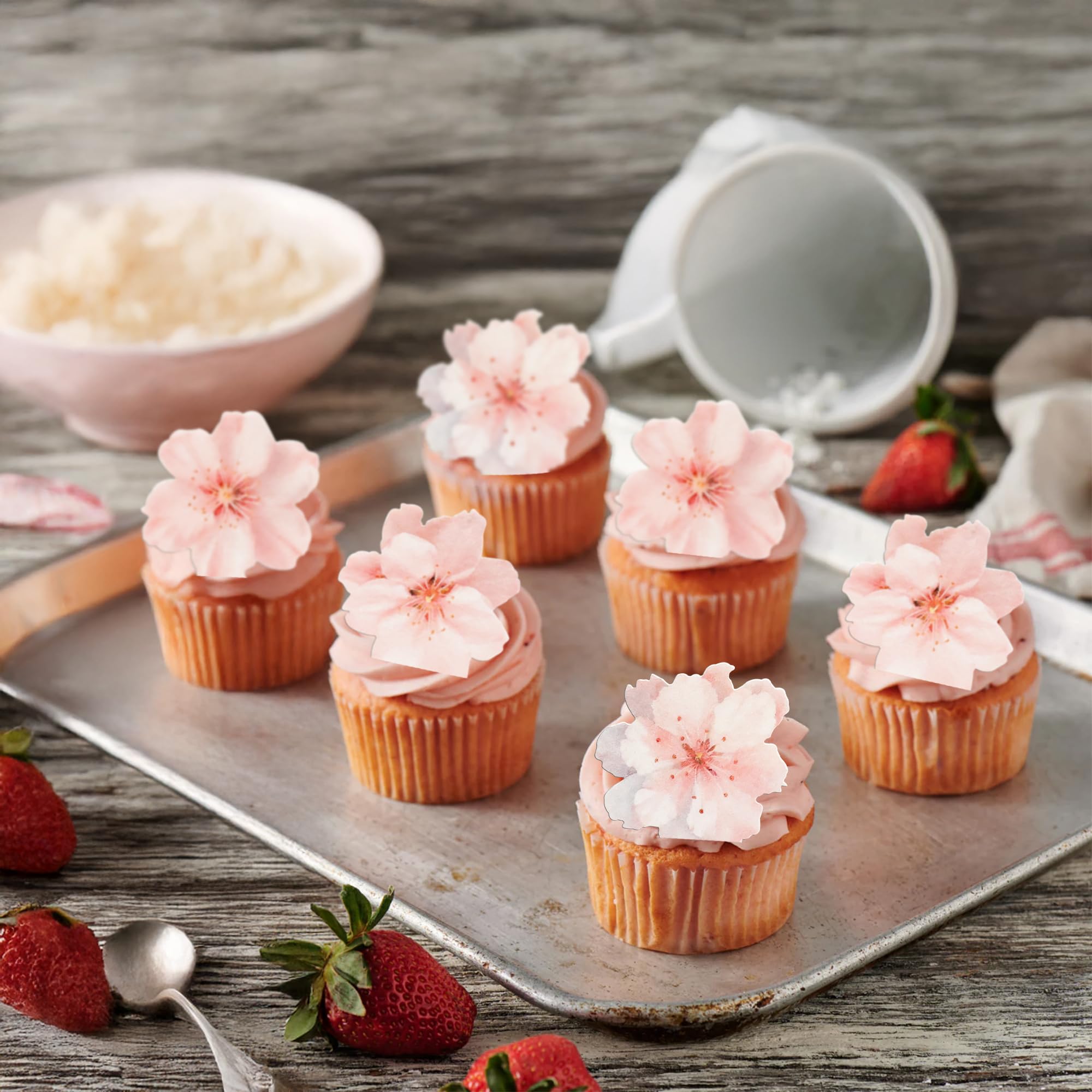Gyufise 54-piece cherry blossom toppers for multiple treats