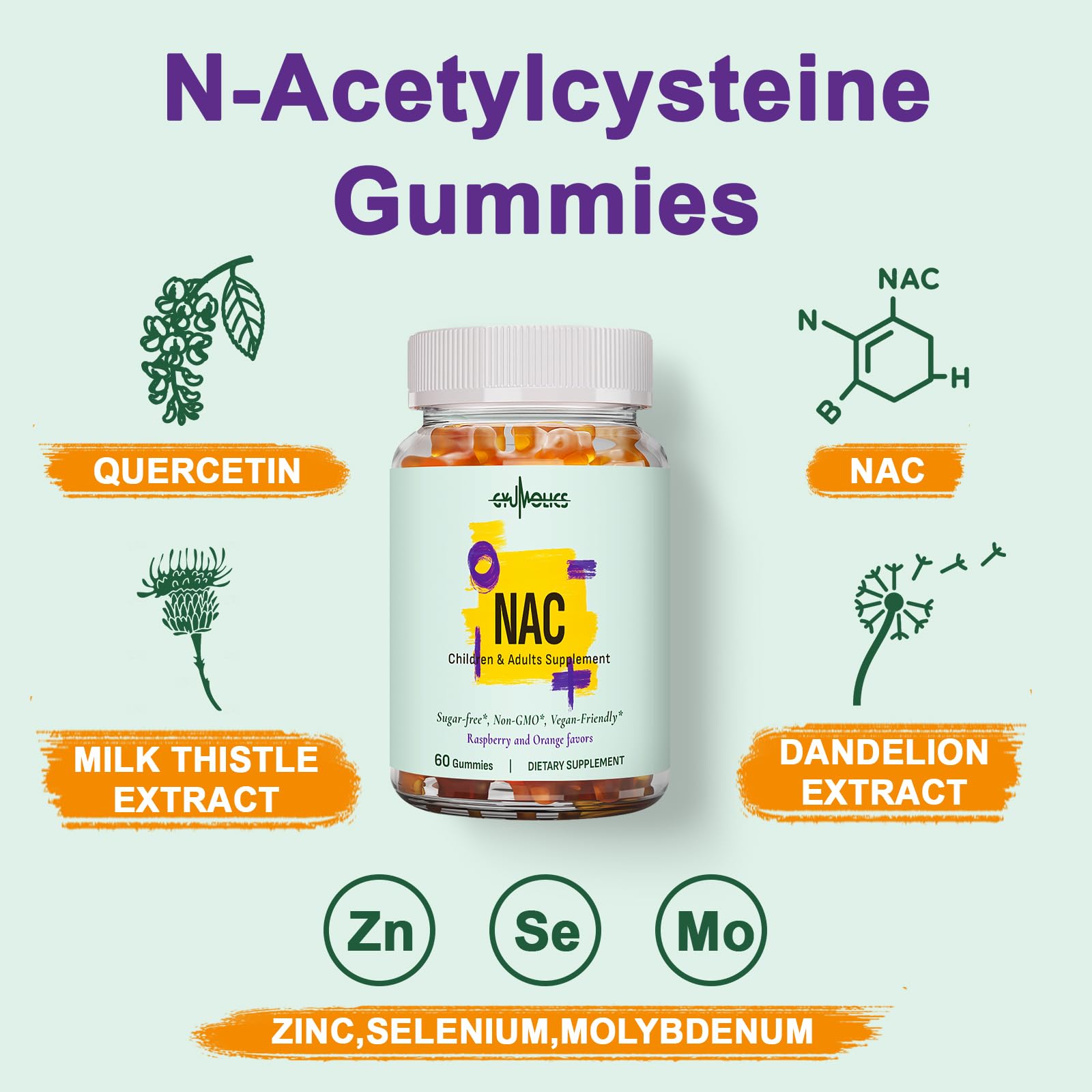 Gyumolics NAC with milk thistle and companions for antioxidant support.