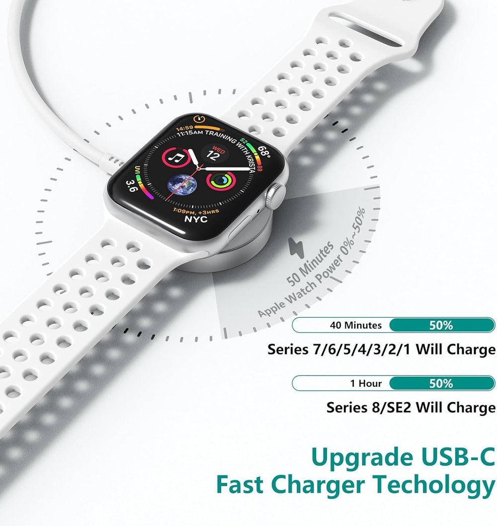 Gyusity Apple Watch charger with original adapter for safe, fast charging.