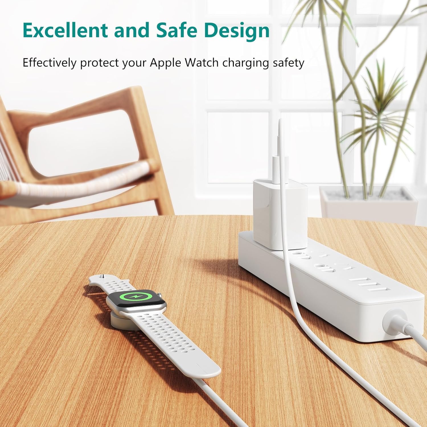 Gyusity Apple Watch charger USB-C cable 6ft ready for home or travel.