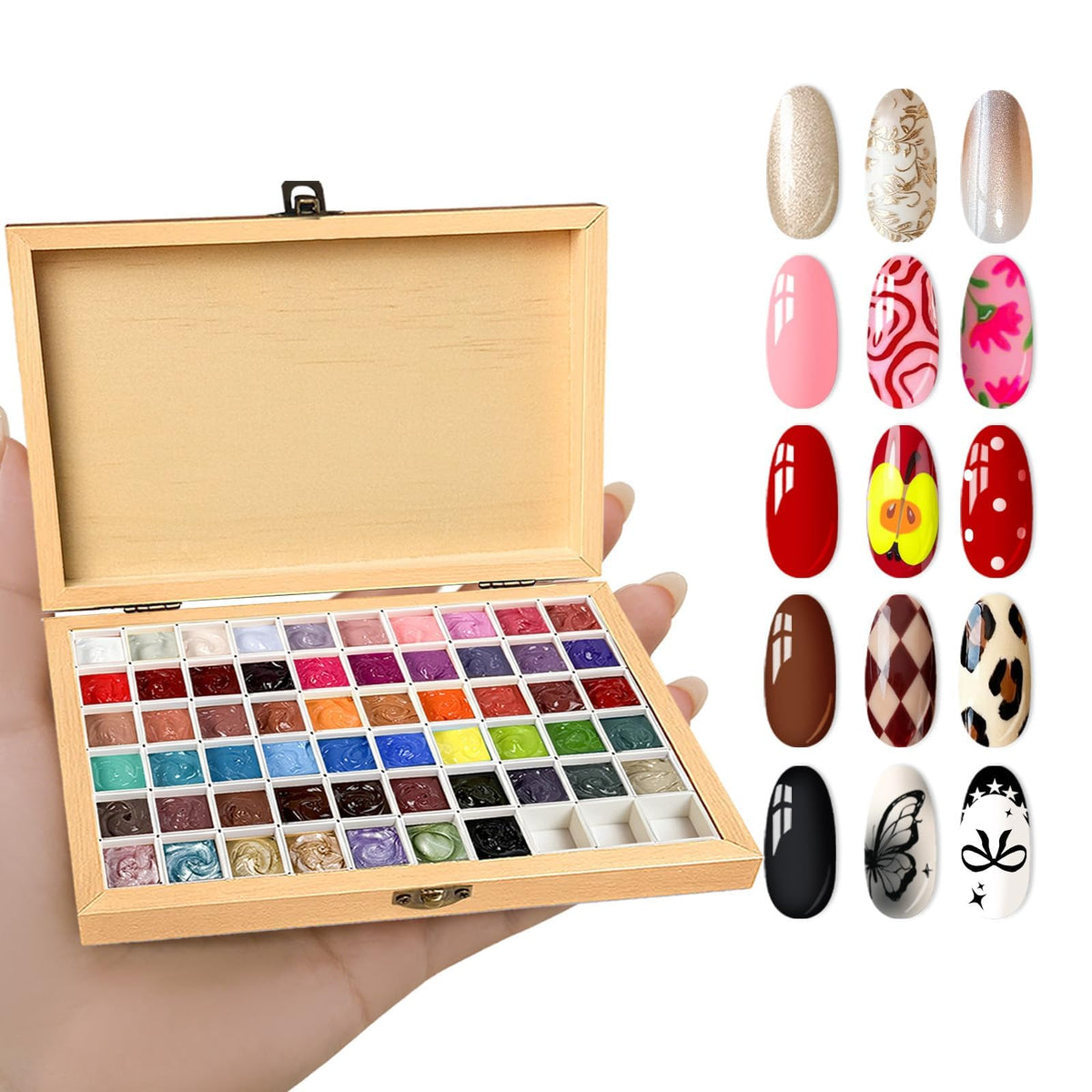 GZIXBDA sponge mini paint palette showcasing 57 colors for versatile ombre nail art.