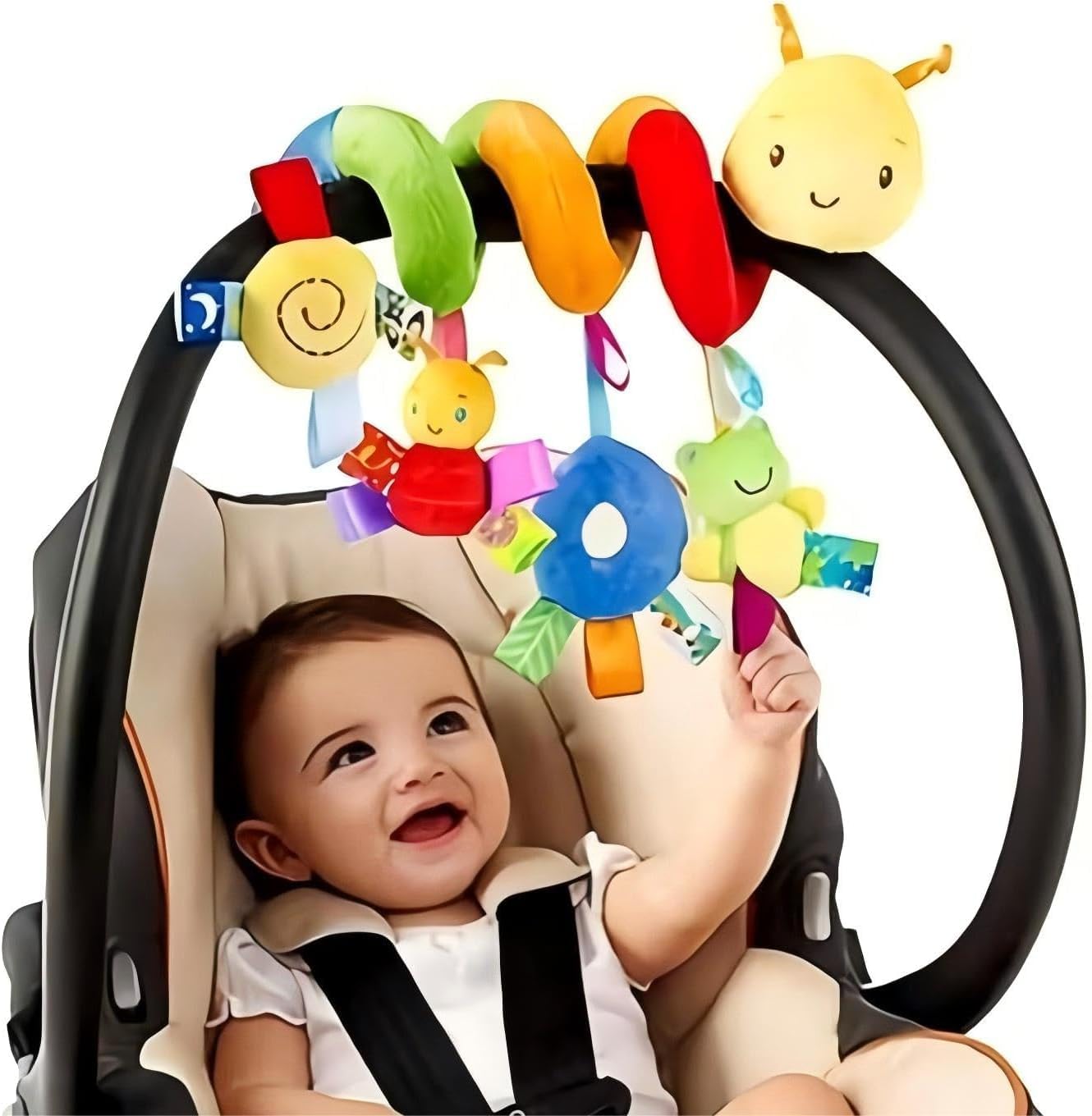 GZYFUVALW spiral car seat toy boosts baby grip and visual tracking.