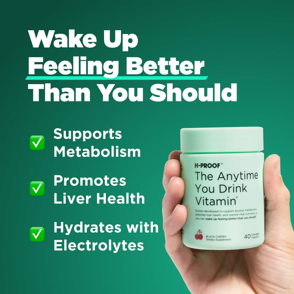 H-PROOF chewable tablets Tangerine pack, convenient post-drink option.