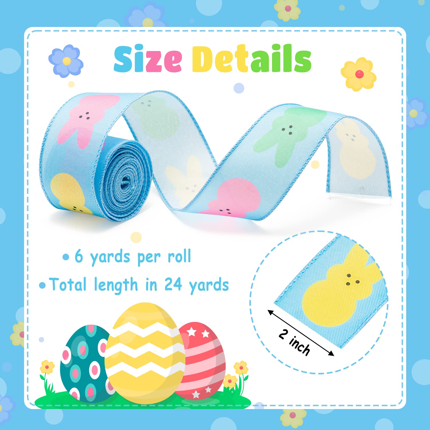 H1vojoxo Easter bunny pattern ribbon adds cute accents to crafts.
