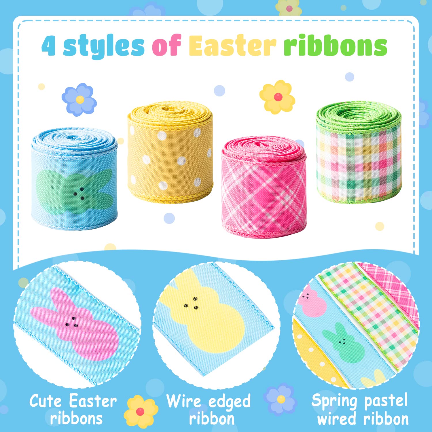 H1vojoxo Easter plaid print ribbon brightens gift boxes and decor.