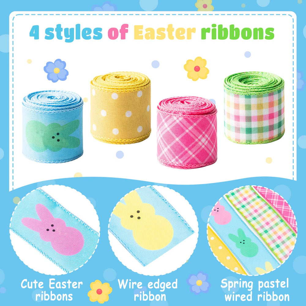 H1vojoxo Easter plaid print ribbon brightens gift boxes and decor.