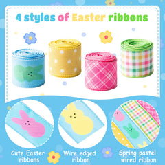 H1vojoxo Easter plaid print ribbon brightens gift boxes and decor.