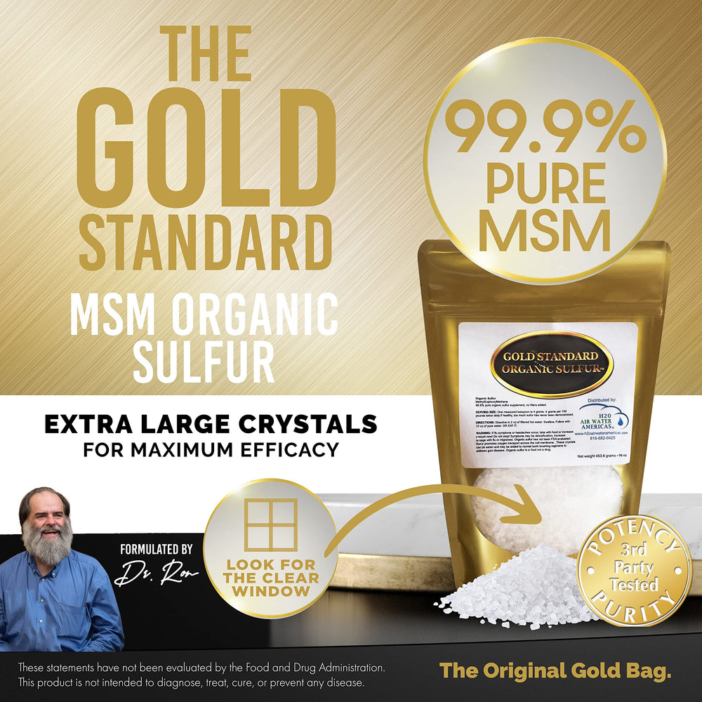 H2O Air Water Americas MSM crystals close-up 99.9% pure signaling potent absorption