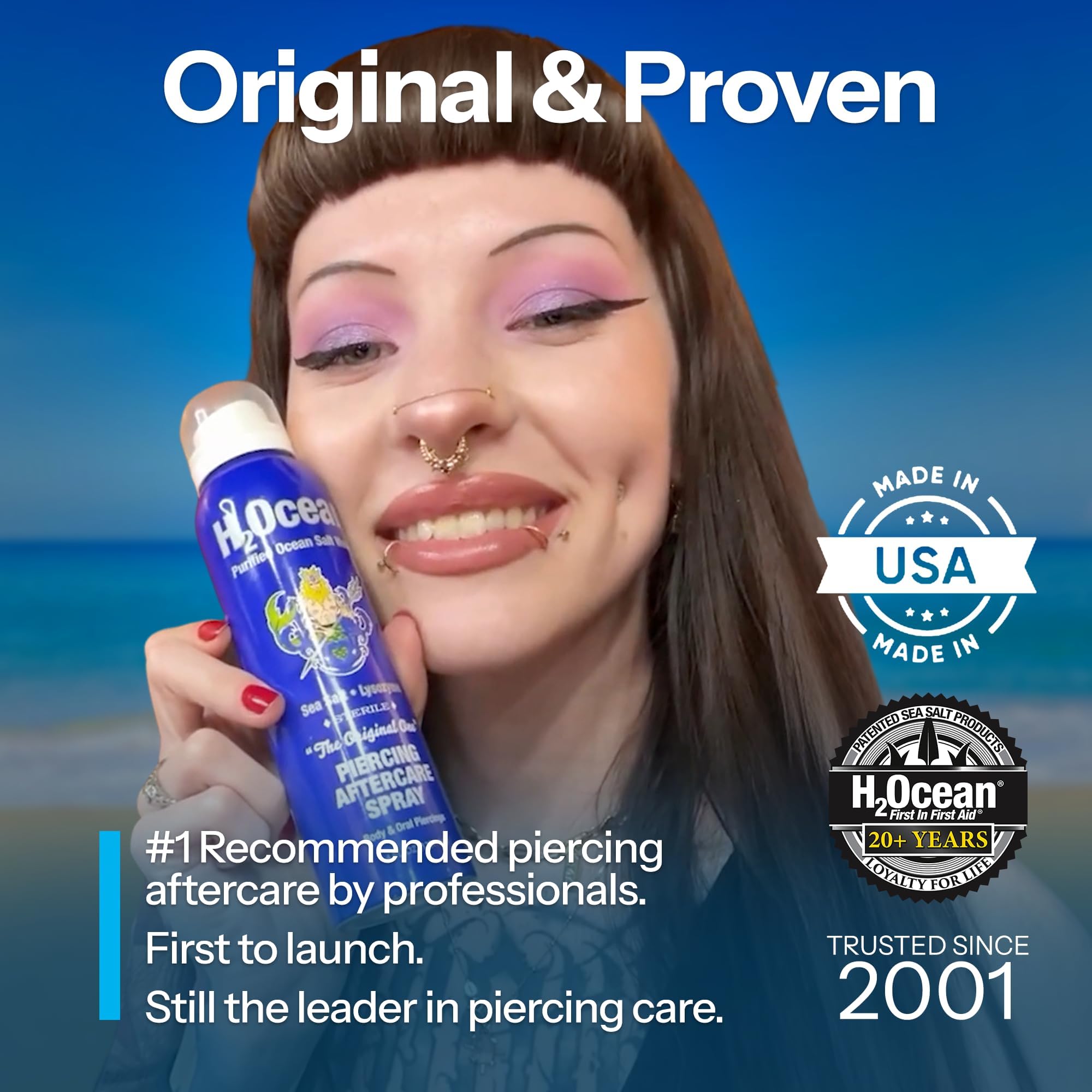 H2Ocean 360-degree spray bottle enables hands-free, hygienic use.