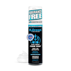 H2Ocean Blue Green Foam Soap bottle for gentle tattoo aftercare on all skin types
