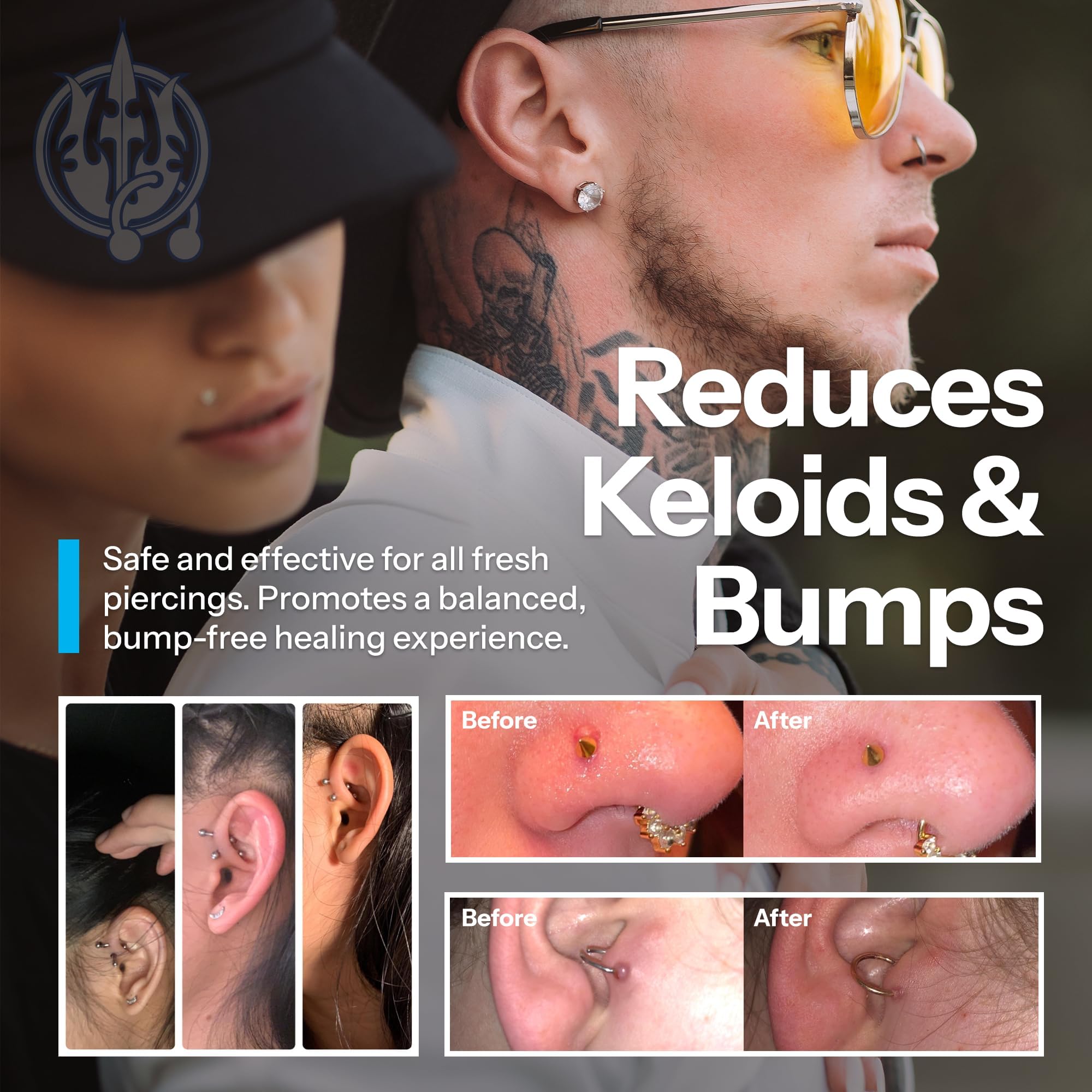 H2Ocean gentle care for facial piercings promotes comfortable cleansing.