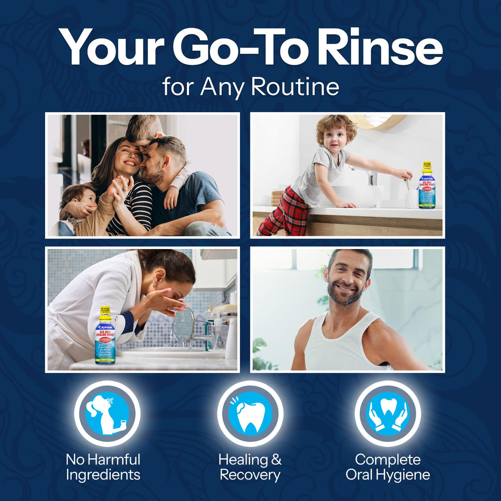 H2Ocean Healing Rinse after-use image suggests refreshed breath and clean feeling