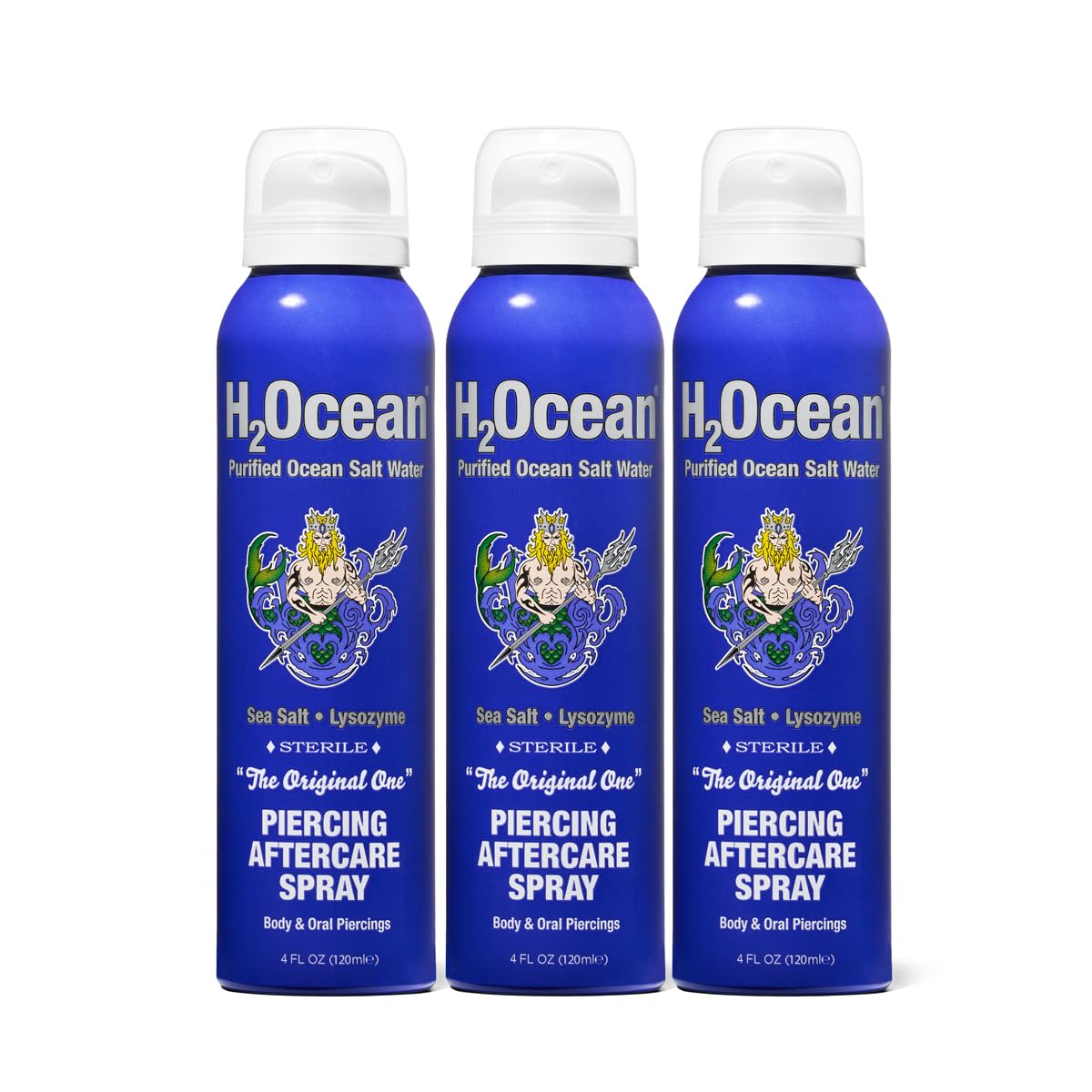 H2Ocean piercing aftercare spray bottle pour for gentle cleansing.
