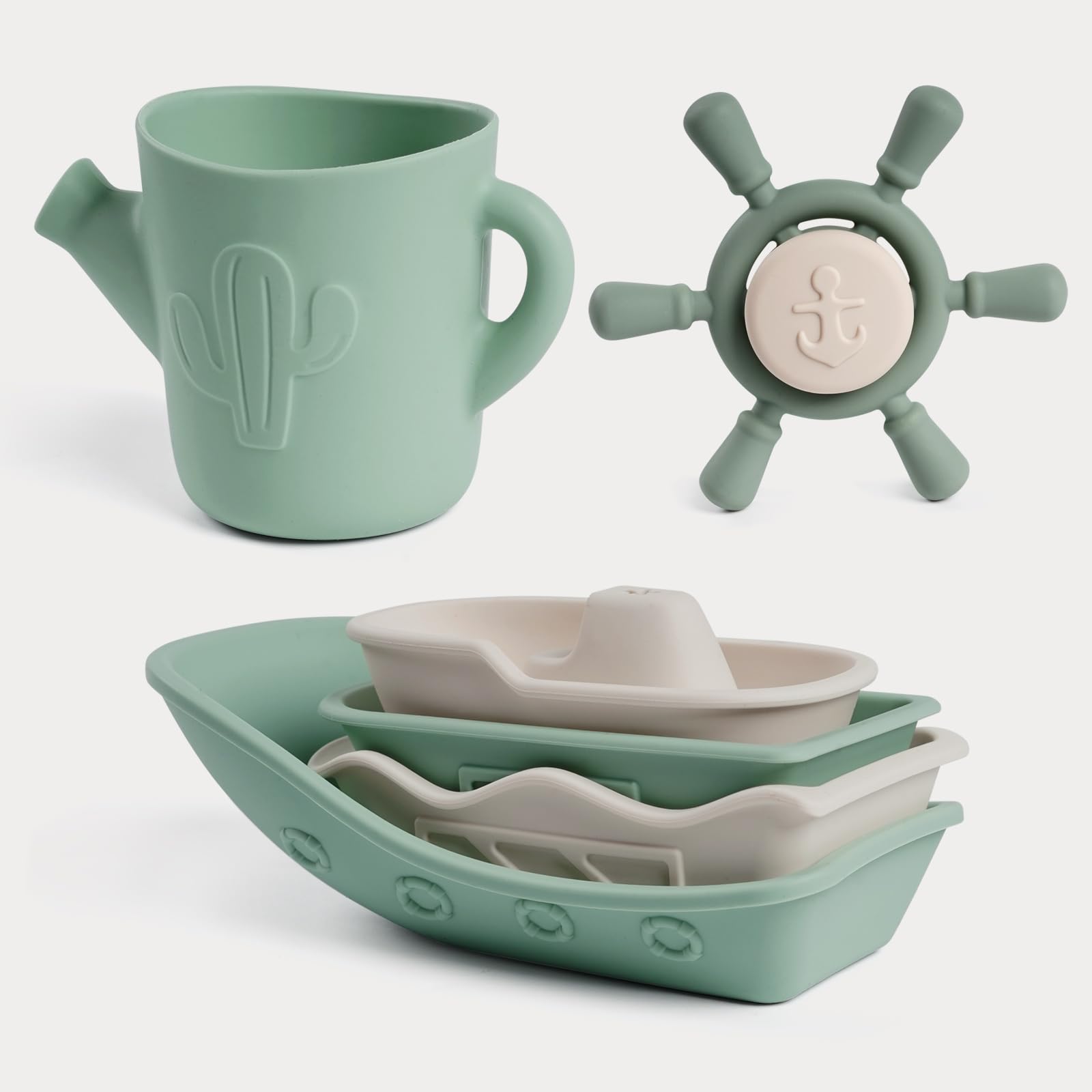 Haakaa nautical stackable boats for sensory bath play