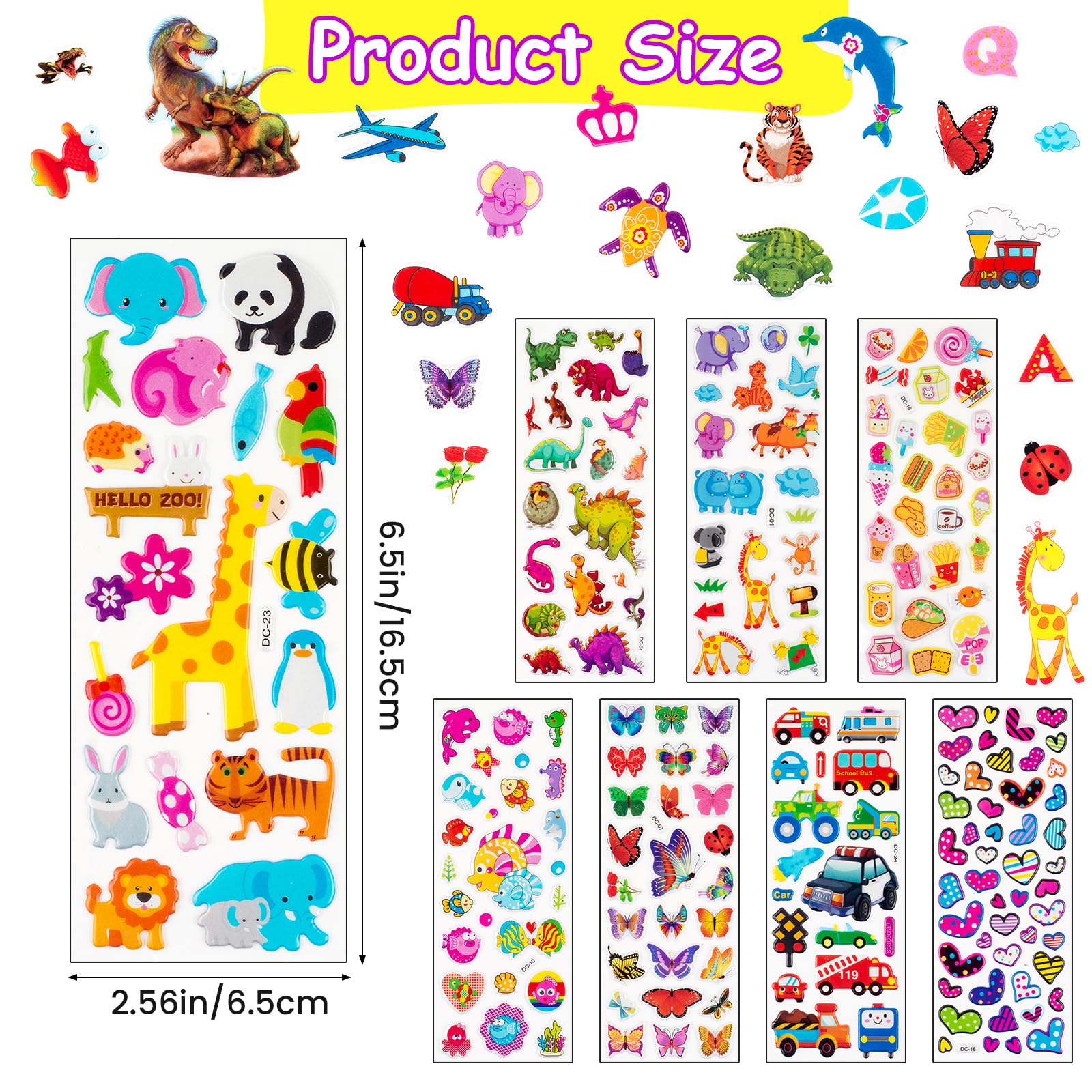 Habett 3D stickers fishes and hearts color kids' crafts and journals.