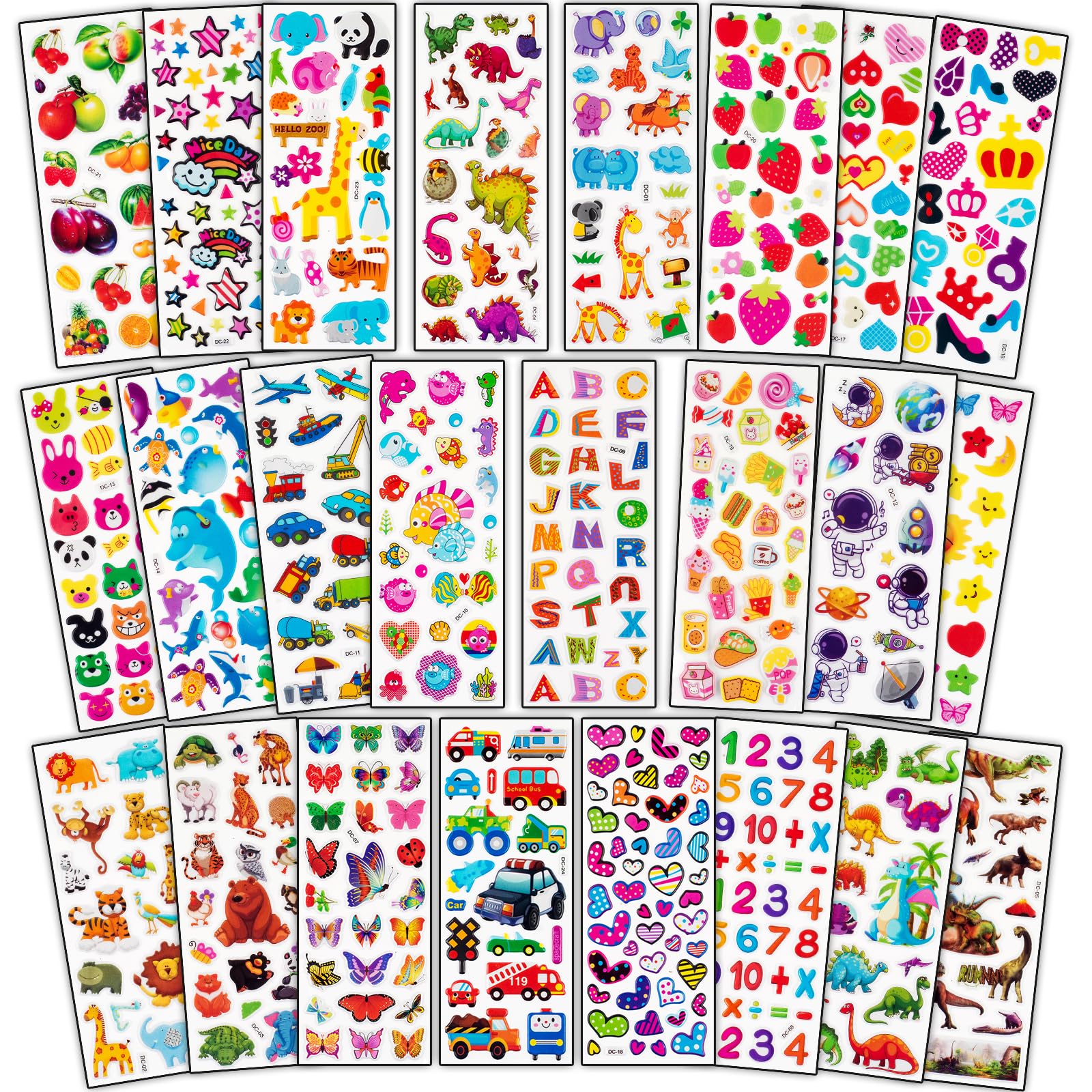 Habett 3D stickers letters and numbers for learning projects and rewards.