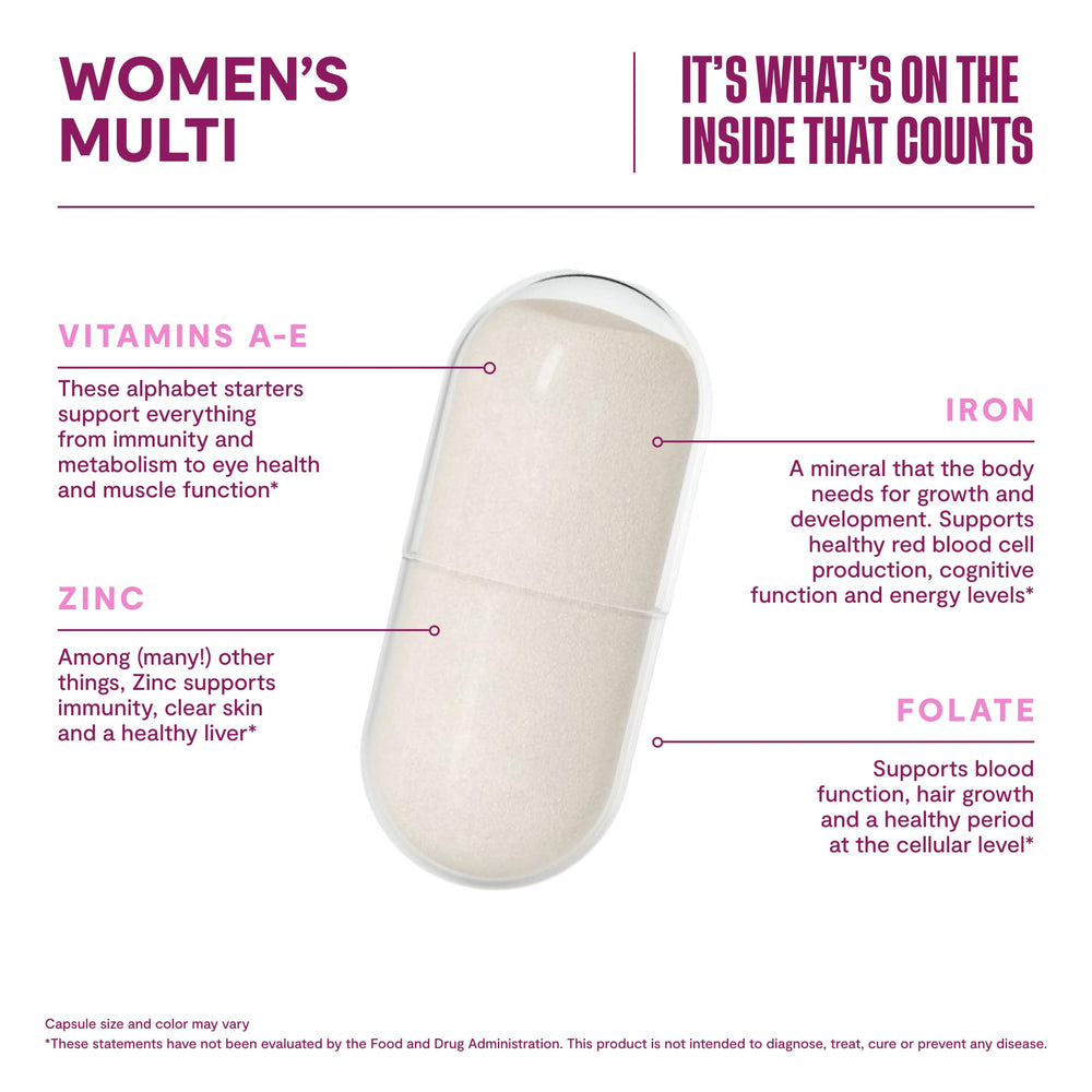 H' Habit Women's Multi cranberry blend close-up emphasizes immune-support visuals.