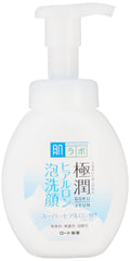 Hada Labo Rohto cleansing foam bottle with soft foam for gentle cleansing and moisture preservation.