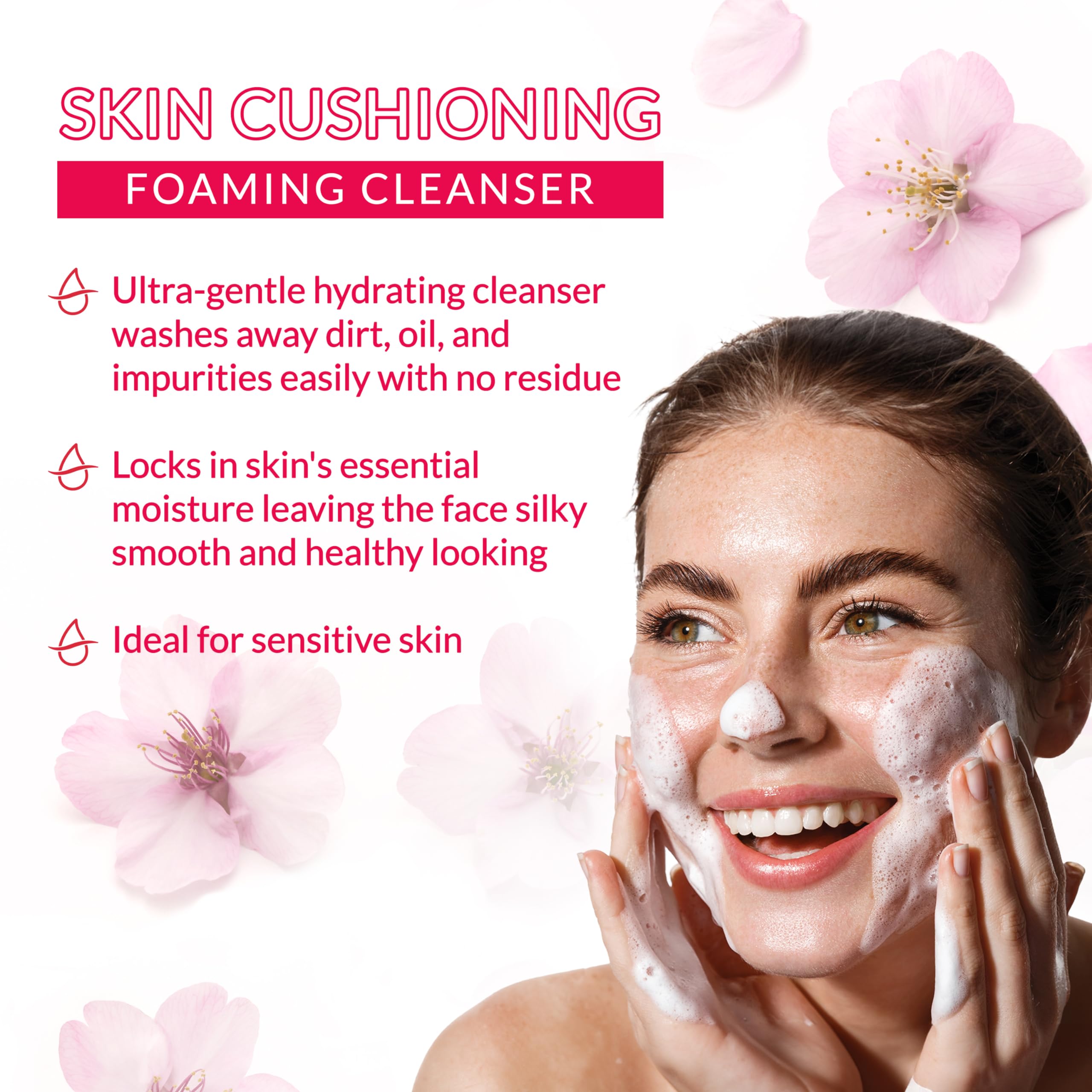 Hada Labo Tokyo Gentle Hydrating Cleanser creates rich foam for gentle cleansing.