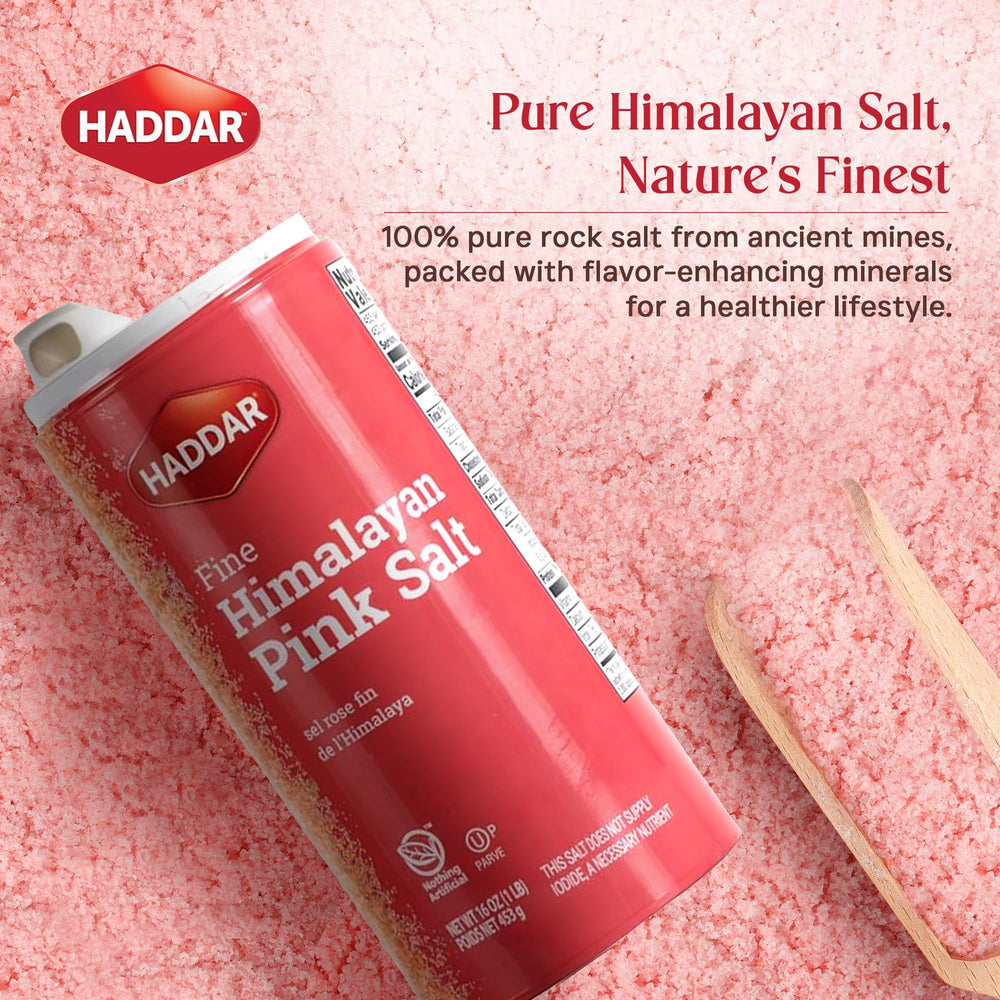 Haddar pink salt fine crystals ideal for cooking and baking