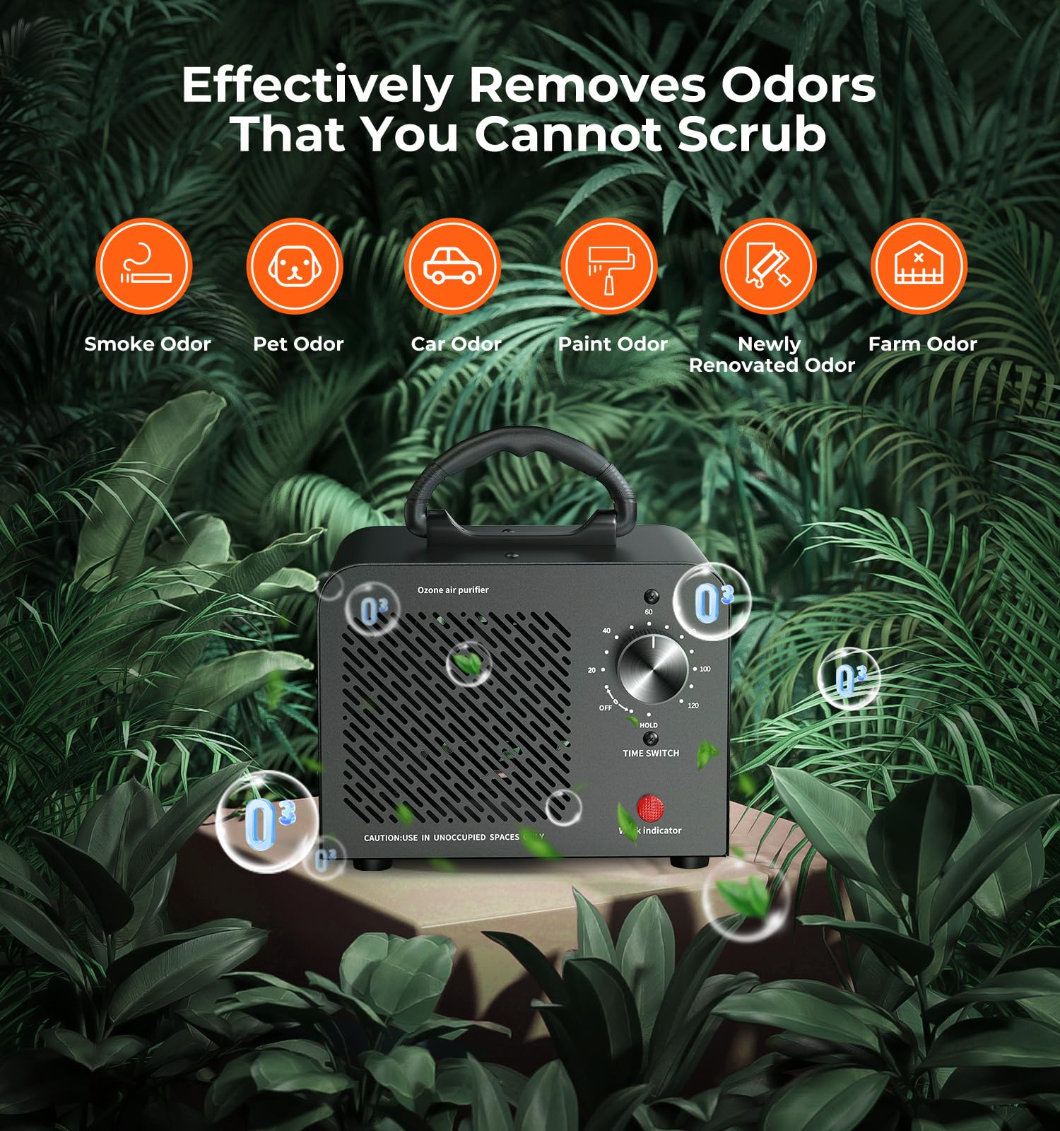 Hadlook ozone generator control panel with easy settings for odor treatment.