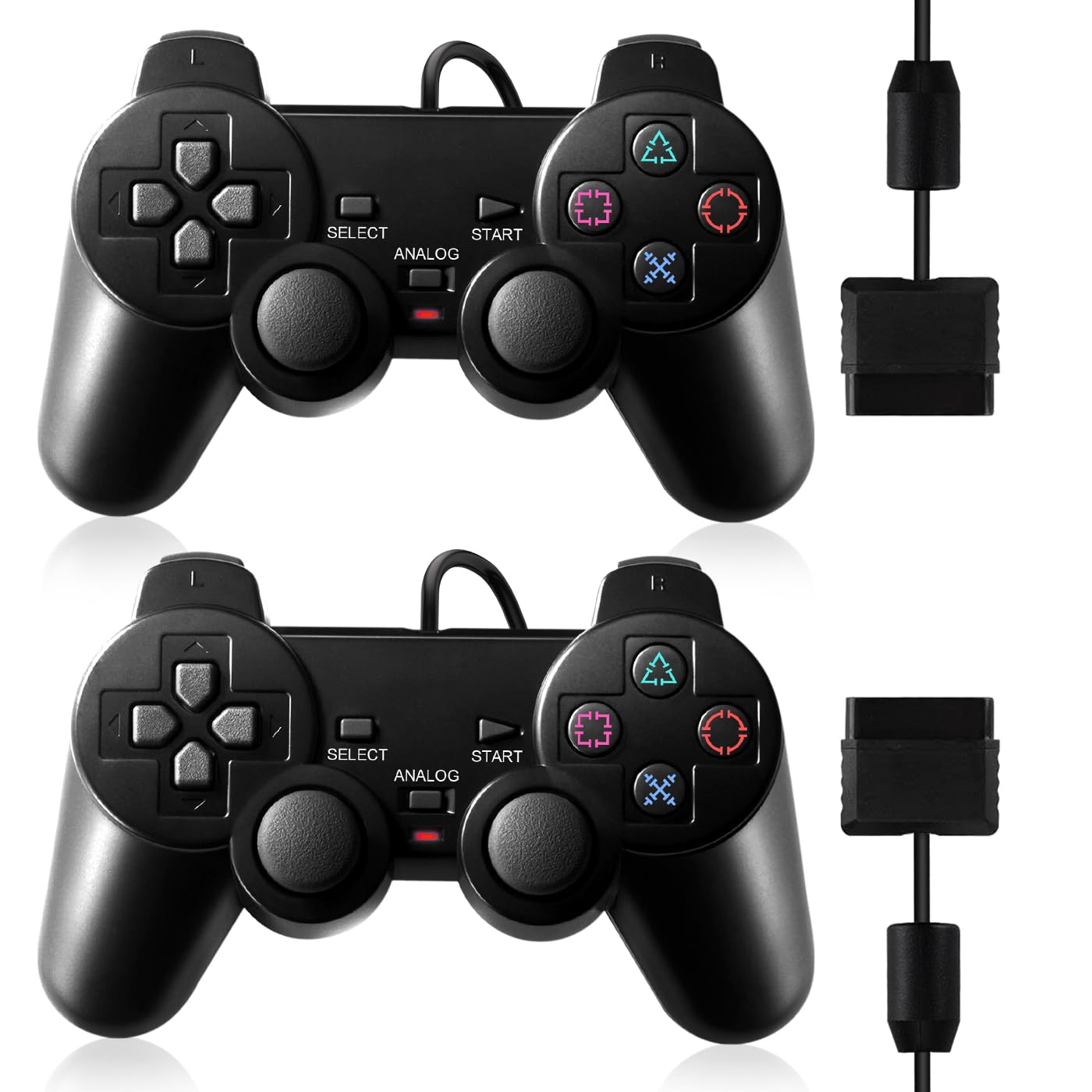 HaeBorl PS2 controller 2 pack front view for relaxed retro gaming